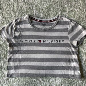 Tommy Hilfiger Gray and White Striped Tee